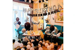 1 Best-selling Latex Birthday Balloon Set Black and Silver Theme Party Decorations for Adult Children's Birthdays Banner