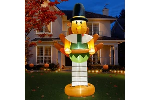 Ourwarm 10ft Thanksgiving Nutcracker Turkey Inflatable Yard Decoration Festive Thanksgiving Decorations