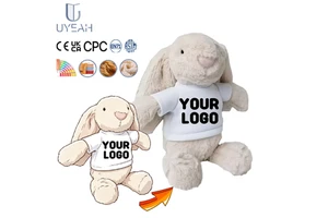 Uyeah OEM/ODM Factory Custom Logo Print Bunny Plush Toy Gift Brand Design Custom Soft Stuffed Animal Easter Rabbit Plush Doll