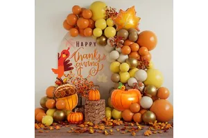 Orange Yellow Brown Balloons 134pcs Thanksgiving Balloon Arch Garland Kit for Fall Harvest Birthday Turkey Party Decorations