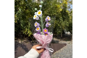 Mini Crochet Flower Bouquet Handmade Knitted Lily of the Valley Flowers Valentine's Day Gift Home Decor Mother's Day Gift