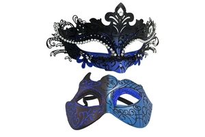 Masquerade Mask for Couples Party Masks Set ABS Filigree Shiny Rhinestone Venetian Mask for Ball Halloween & Wedding
