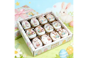 Shunyuan High Quality Handmade Christmas Egg Foam Ornaments Set Watercolor Rabbit Design for Decoration Supplies