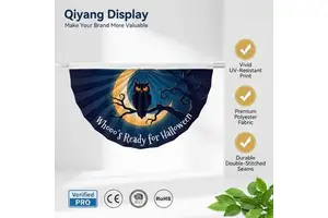 Half Circle Flag 45X90CM Folded Durable And Cheap Festive Pleated Flags For Display In Halloween Day Of The Dead