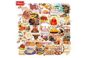 54PCS Thanksgiving Day High-quality Durable Waterproof PVC Decorative Sticker Packs for Phone Case Laptop Fridge Cupboard