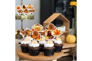 24pcs/set Reusable Eco-Friendly Thanksgiving Cake Toppers-Directly Supplied by Manufacturer Happy Thanksgiving Decorations