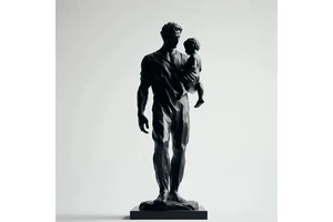 Black Dad Son Figurine Gifts - Father and Son Love Sculpture Decor for Father's Day Birthday Wedding Christmas Gifts for Dad