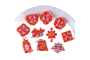 caoh 2025 New Year's Decorative Accessories: Dance for the Year, Red and Lively DIY Handmade Materials, Fortune Bags