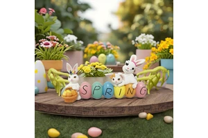 Customized Easter Resin Rabbit Wholesale Resin Crafts for Holiday Decoration and Gifts Painted