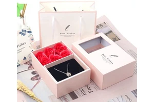 New Valentines Lover's Gifts Soap Rose Flower Gifts Box Necklace Mothers Day Valentines Day Gift Set
