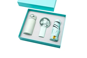 Wholesale 2025 Trending Father's Day Gift Set-Midnight Vinyl Umbrella,Vacuum Mug, Mini Pink Green Fan, Summer Elegant Custom Box