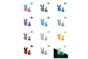 3D Printed PVC Rabbit Egg Set Easter Cross-Border Popular Craft Ornament 14 Years & up Gift Storage Stall Party Made in China