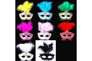 Halloween Props: Venice Mask Masquerade Ball Party Princess Lace Feather Mask Fun Mask