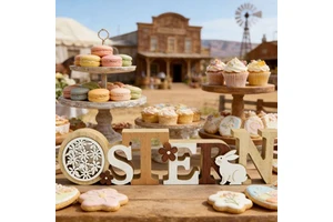 Cross-border New Product Easter English Letter Decorations Rabbit Flower Designs Creative Rustic Home Decor Tabletop Ornaments