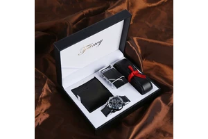 Father's Day Gifts Sets, Daddy Gift Items Classical Leather Belt Men Wallets Watch Gift Set With Boxes/