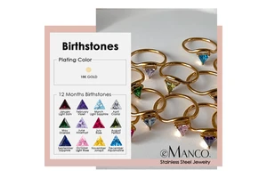 EManco Stainless Steel Birthstone Ring for Woman Simple Style Ring Festival Party Fashion Jewelry Dropshipping 48-Hour Shipping