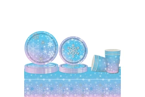 Modern Christmas Snowflake-Themed Disposable Paper Tableware Set Kids-Friendly Cups for Birthdays Thanksgiving Other Hot Selling