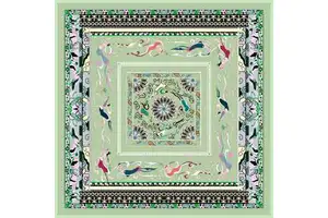 Hot Selling Luxury 100% Mulberry Silk Square Scarf Chinese Style Printed Elegant Headscarf Fashion Accessory Gift for Women