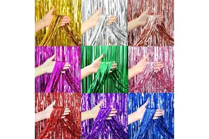 2M Party Backdrop Tinsel Fringe Foil Curtain Kids Adult Birthday Party Wedding Decoration Supplies Rose Gold Baby Shower 1 Color