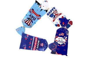 Cellophane Bags With Twist Ties Independence Day Gifts Bags for USA Memorial Day Party Supplies