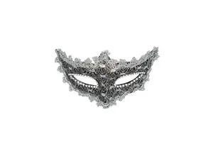 Venetian Style Carnival Mask With Silver Lace And Rhinestones For Women Party Mask