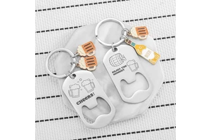 New Zinc Alloy Portable Keychain Beer Bottle Openers with FREEFORM Engraving DIY Pendant. for Father's Day Gifts.