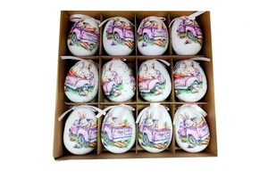 Shunyuan High Quality Pastel Pink/White Easter Egg Shaped Foam Balls with Bunny & Floral Prints for Christmas Home Decor