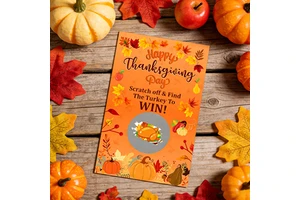 Thanksgiving Scratch Off Game Cards ,Maple Pumpkin Turkey Scratch Off Cards