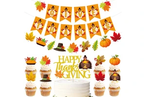 Theme Thanksgiving Decoration Set Party Supplies Cute Turkey Letter Banner Harvest in Autumn Party