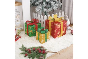 New Product Home Decoration a Set of 3pcs Christmas Gift Box Lamp for Christmas Tree P Valentine's Day Display