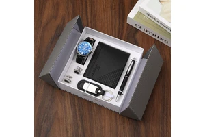 For Leather Gift Set Men's Wallet Watch Belt Box for Friends Men's Day & Boyfriend/Father's Day