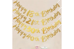Wholesale Custom Happy Birthday Banner Glitter Single Letters Sign With Age for Kids Adults Party Wall Decorations