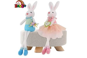 Zaves 17cm Cute Sitting Bunny Pair Colorful Easter Decor Super Soft Fabric Customizable Soft Stuffed Animals Hot Selling Rabbit