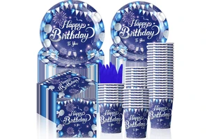 Blue Theme Birthday Party Dinnerware Paper Plate Paper Cup Kids Birthday Party Supplies