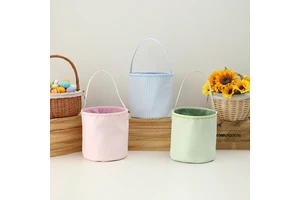 Personalized Gingham Easter Basket with Name Monogram Candy and Egg Hunt Tote for Kids Personalized Crafts for Easter Decoration