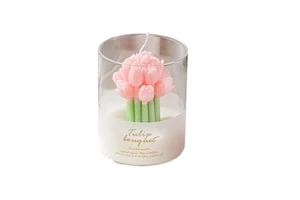 Wholesale Tulip Flower Scented Bougie Valentine's Day Gifts Luxury Valentine's Day Gift Glass Tulip Flower Bouquet Fragrance