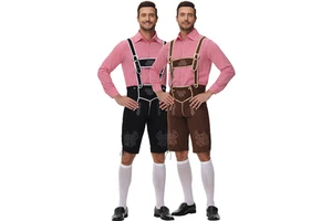 M-XL New Men's Suspender Pants Shirt Set Oktoberfest COS Costume 2026 German Beer Festival Clothing