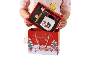 New Year Business Gift Set Christmas Cross Border Ceramic Coffee Mug Santa Claus Office Cup Kids Box New Year Office Coffee Cup