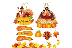 Fall Thanksgiving Turkey Wall Decor - Fall Harvest Door Hanging Sign and Plaque, Autumn and Turkey Decorations