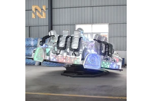 Nova Rides Themepark Rides 12 Person Silver UFO Flying Turntable Ride Hully Gully Mack LED Light Spinning Amusement Equipment