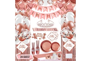 Rose Gold Happy Birthday Decoration Set Adult Party Supplies