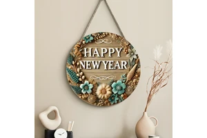 Vietnam New Product Polished and Painted Creative Happy New Year Wooden House Sign