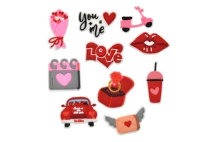 Valentines Bulk Love Romantic Valentines Day PVC Charms Pink Cupid Rose Valentines Day