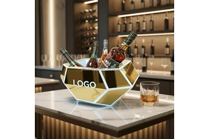 Newly Bar Club Customized Acrylic Ice Bucket Cooler Beer Bottle Holder LED Champagne Bucket With Light
