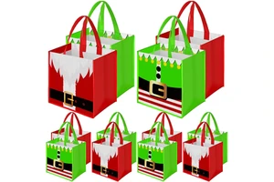 Non Woven Santa Claus Pattern Pocket Holiday Gift Bag Paper Bag Red Festive Tote Bag Durable And Goodlooking