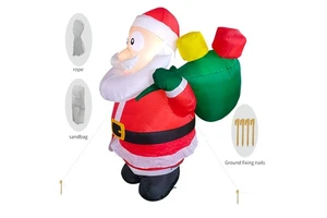 2024 New Item Inflatable Santa Claus With RGB Dazzling Light for Inflatables Christmas Blow up Yard Decorations