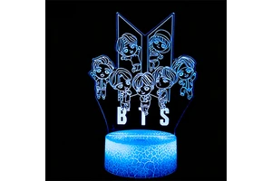 Creative 3D Night Light B T S Acrylic LED Gift Lamp USB Touch & Remote Control Desk Lamp Fashionable Party Decorations