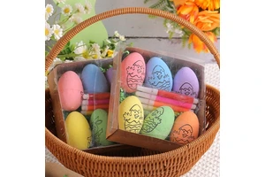 Wholesale 2024 Hot Sale Easter DIY Hand Painted Colourful Easter Eggs Cartoon Bunny Handmade Gifts Easter Eggs Party Decoration