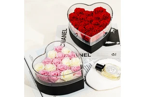 New Product Ideas 2024 Eternal Roses Acrylic Lid Heart Box Long Life Home Christmas Decor Valentine Day Gifts Preserved Flower
