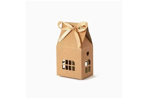 Christmas Gingerbread House Paper Box, Candy Box, Gift Box, Simple Bow-shaped White Box, Gift Packaging Box